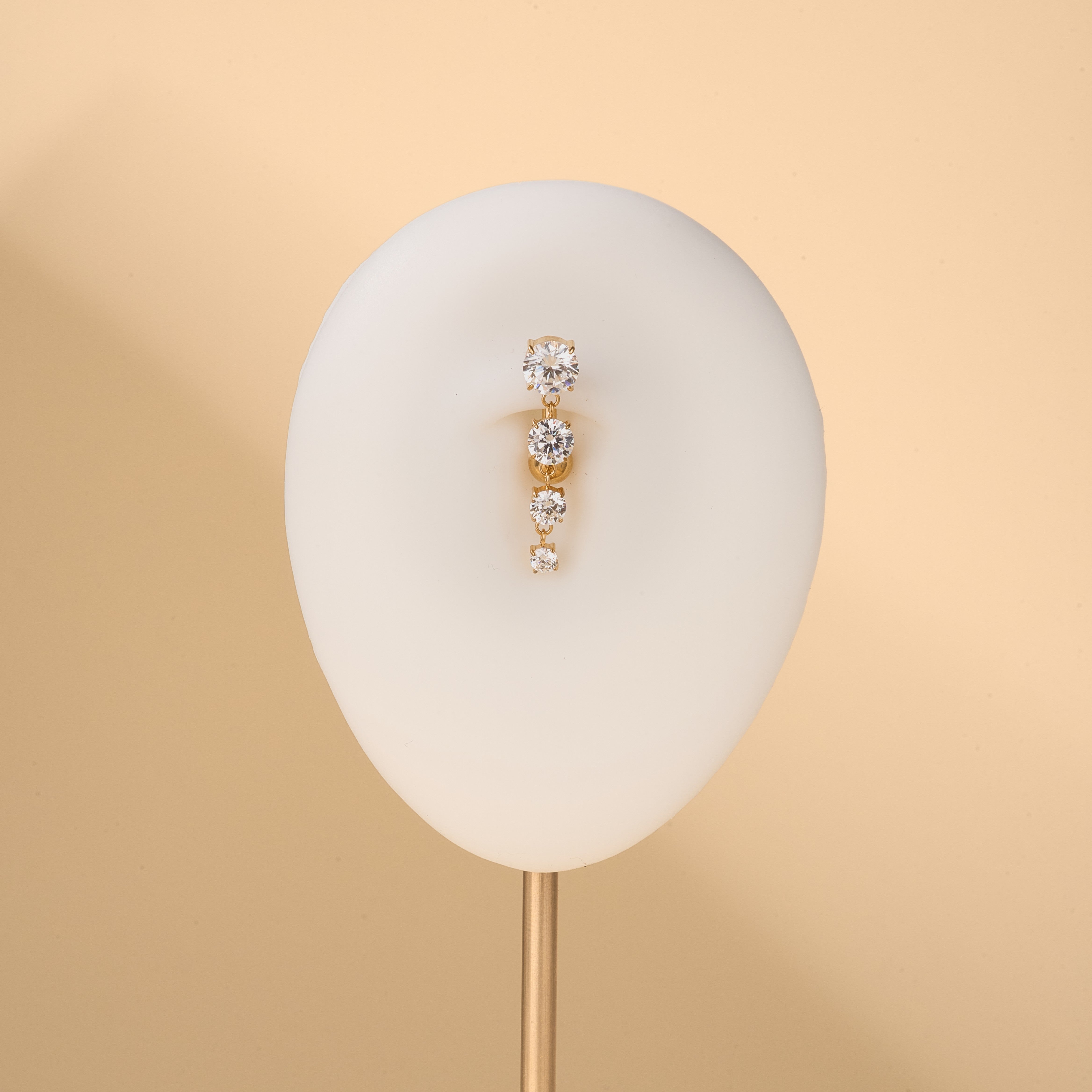 Piercing ombelico floating four points bianco in oro - NovaNavel