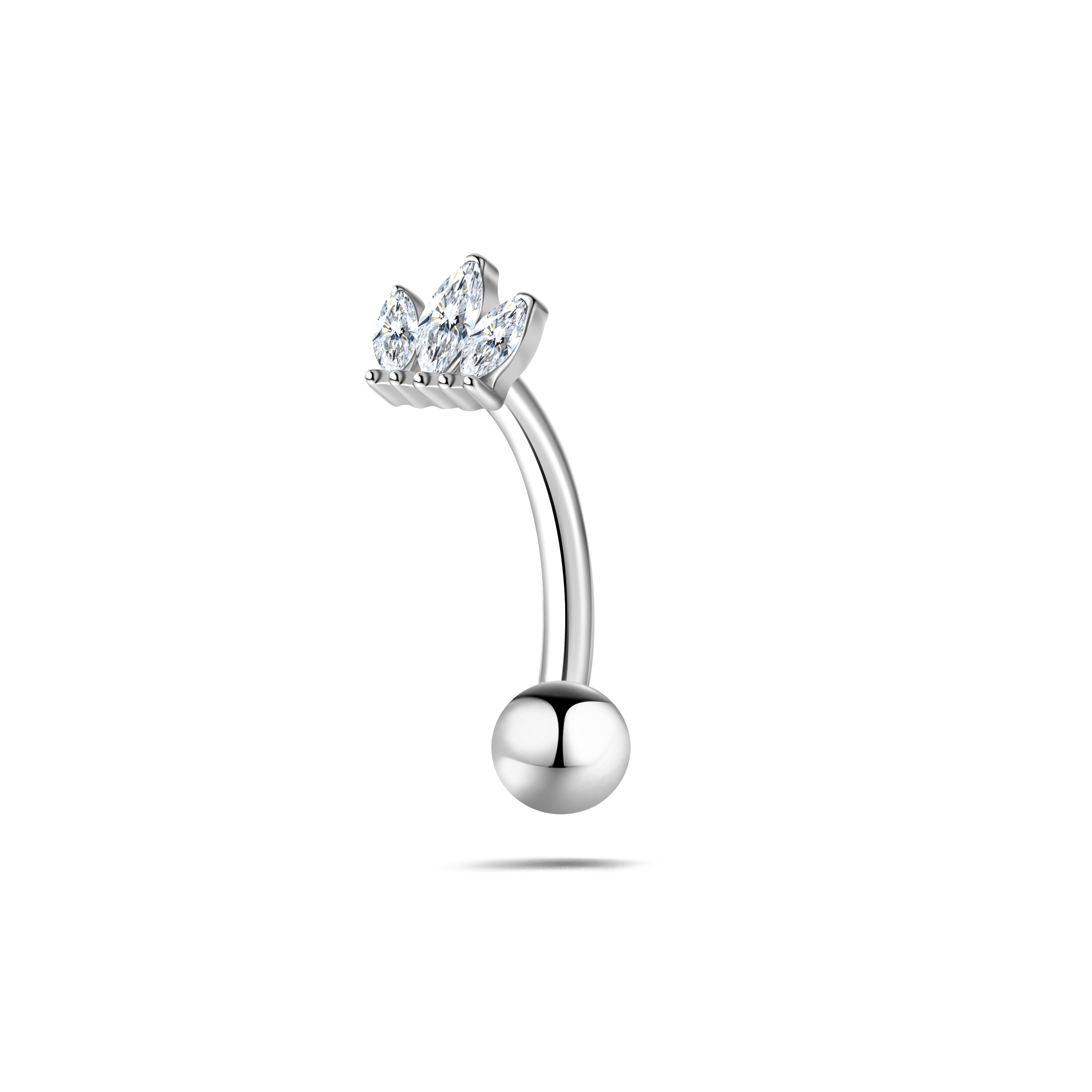 Piercing ombelico floating marquise bianco in argento - NovaNavel