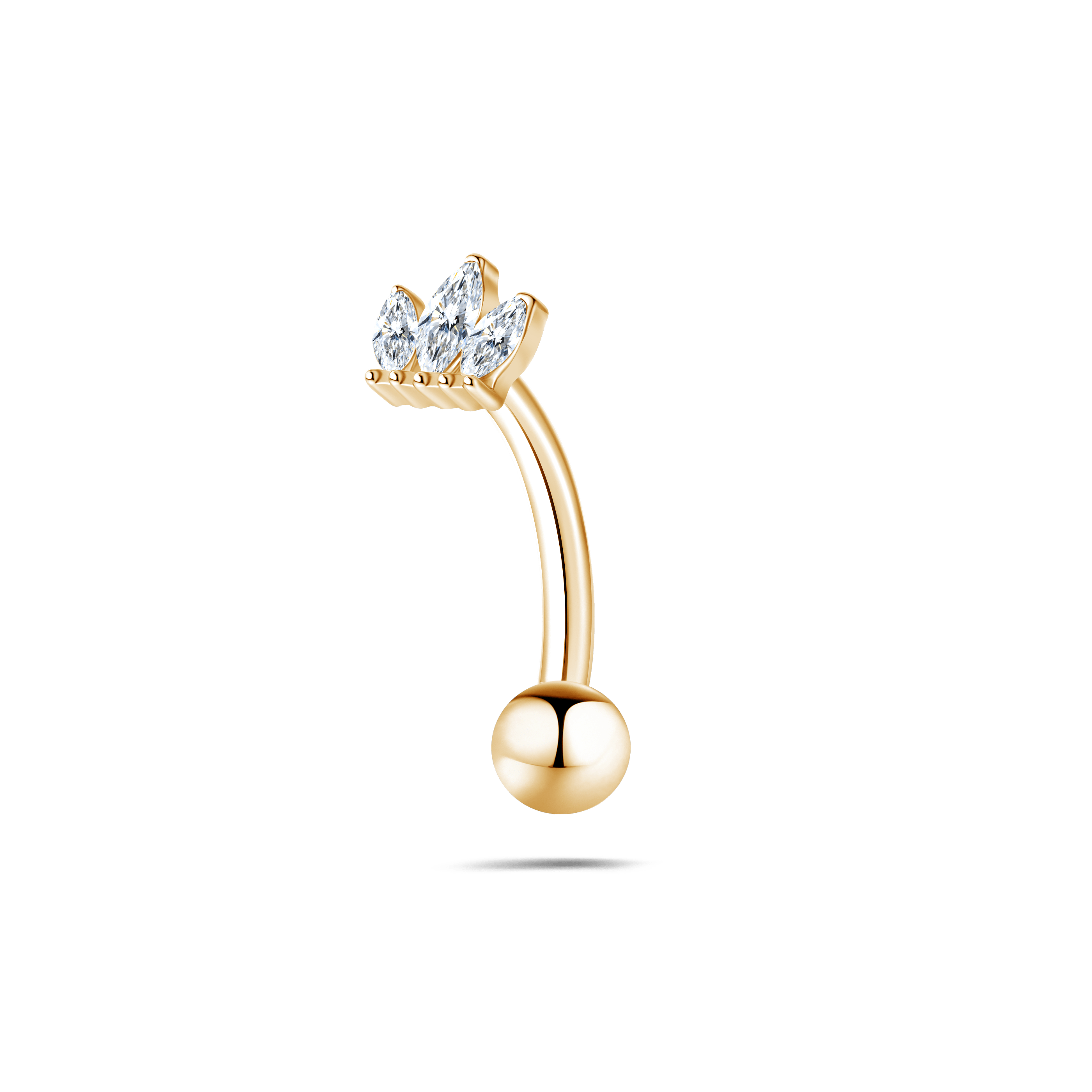 Piercing ombelico floating marquise bianco in oro - NovaNavel