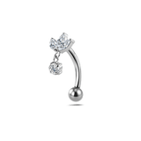 Piercing ombelico floating mini marquise con pendente bianco in argento - NovaNavel®