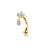 Piercing ombelico floating mini marquise con pendente bianco in oro - NovaNavel®