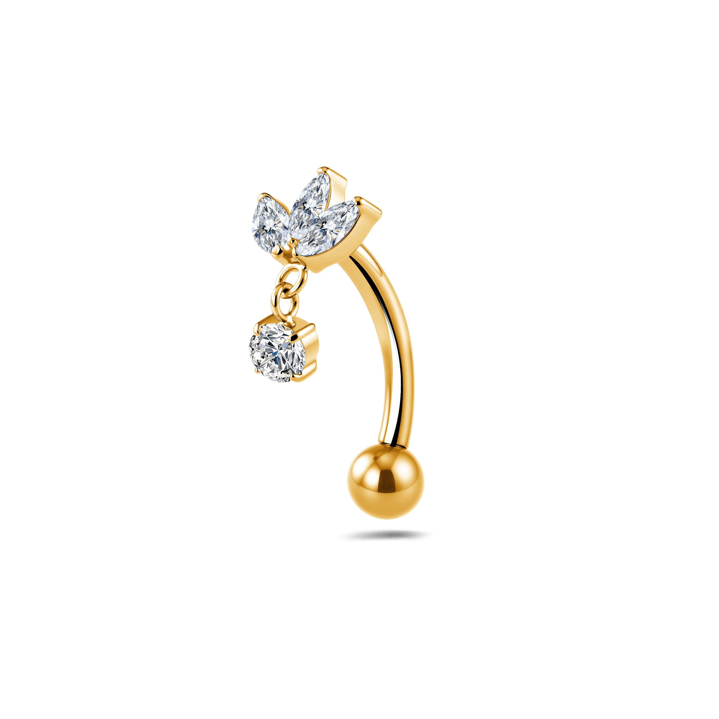 Piercing ombelico floating mini marquise con pendente bianco in oro - NovaNavel®