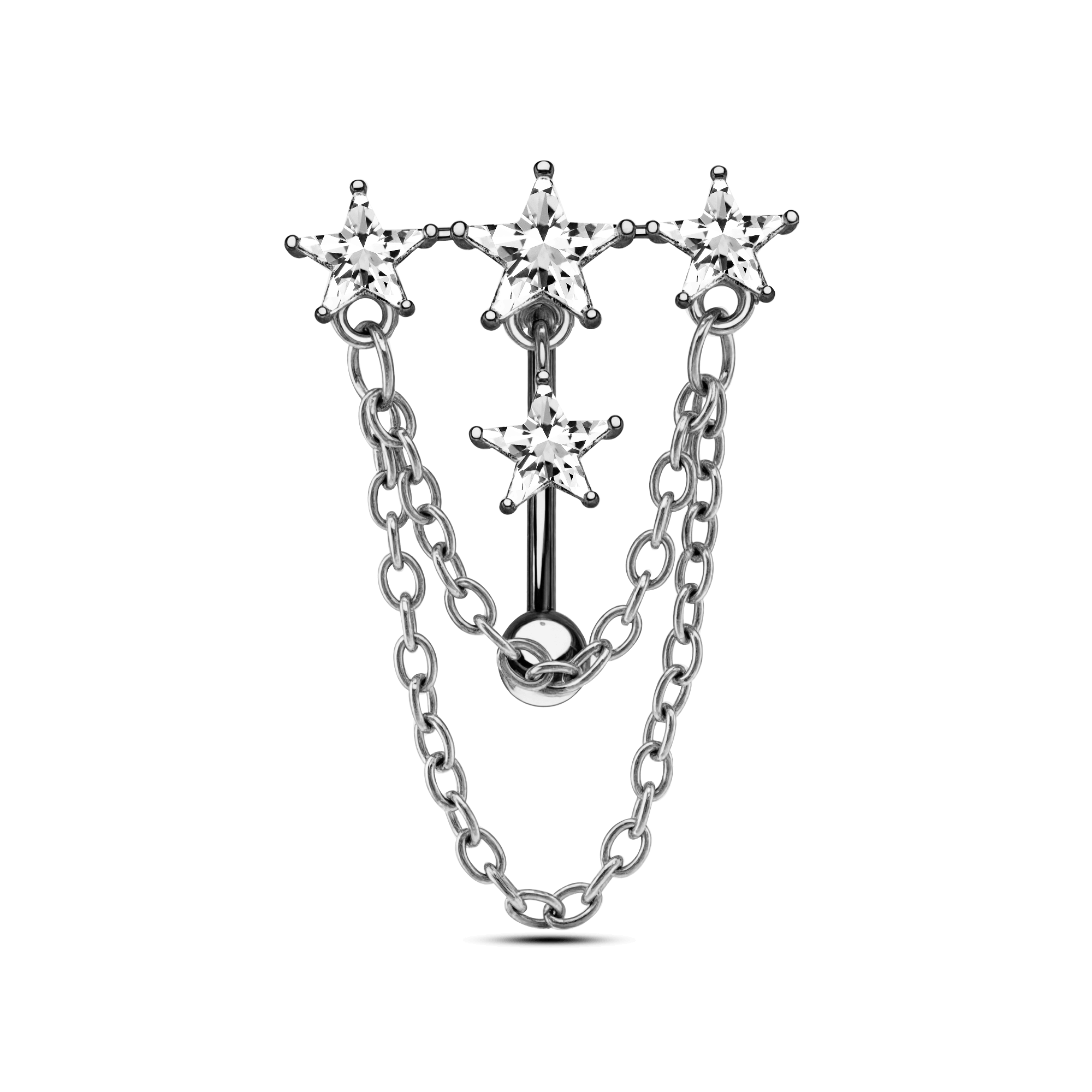 Piercing ombelico floating stelline in argento - NovaNavel