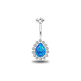 Piercing ombelico goccia brillante in argento con cristallo azzurro - NovaNavel