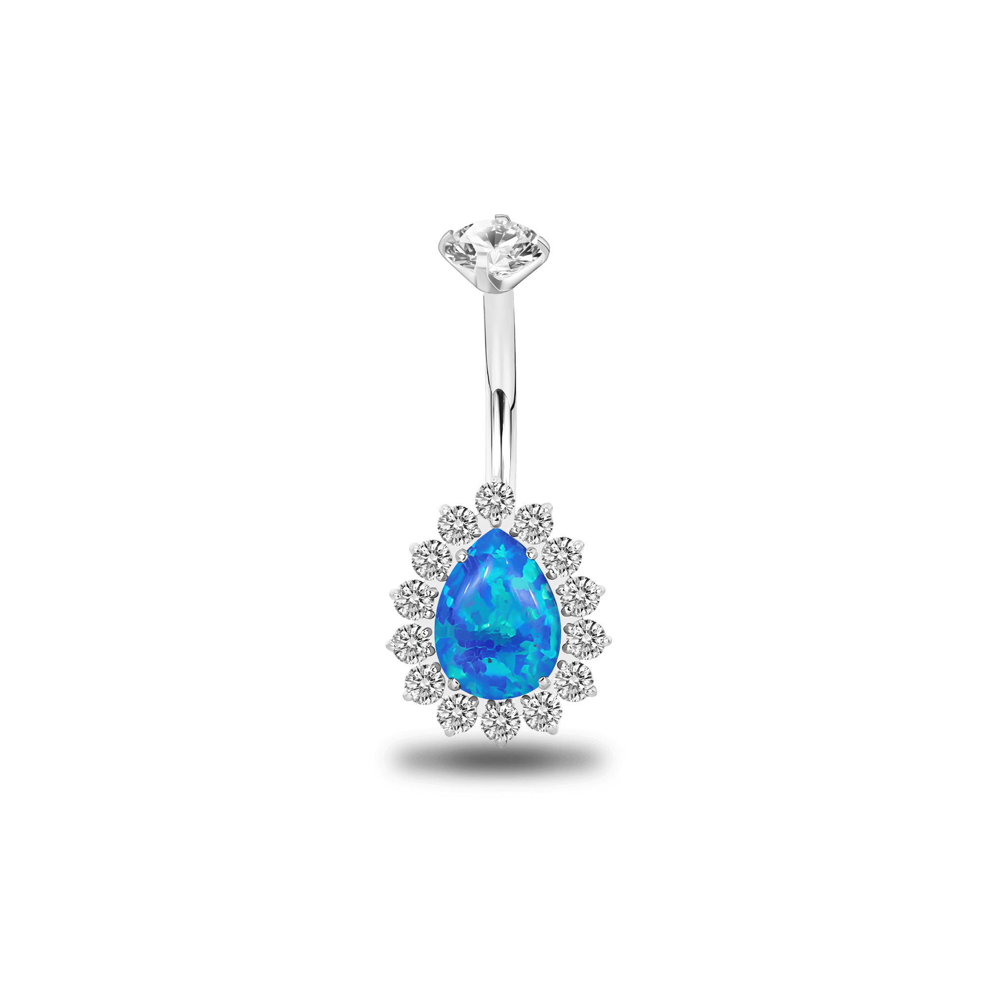 Piercing ombelico goccia brillante in argento con cristallo azzurro - NovaNavel