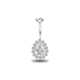 Piercing ombelico goccia brillante in argento con cristallo bianco - NovaNavel