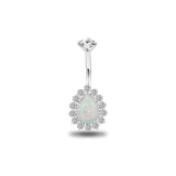 Piercing ombelico goccia brillante in argento con cristallo bianco opale - NovaNavel