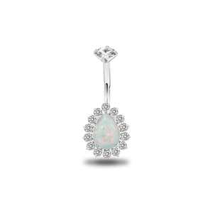 Piercing ombelico goccia brillante in argento con cristallo bianco opale - NovaNavel