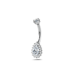 Piercing ombelico goccia chic bianca in argento - NovaNavel®