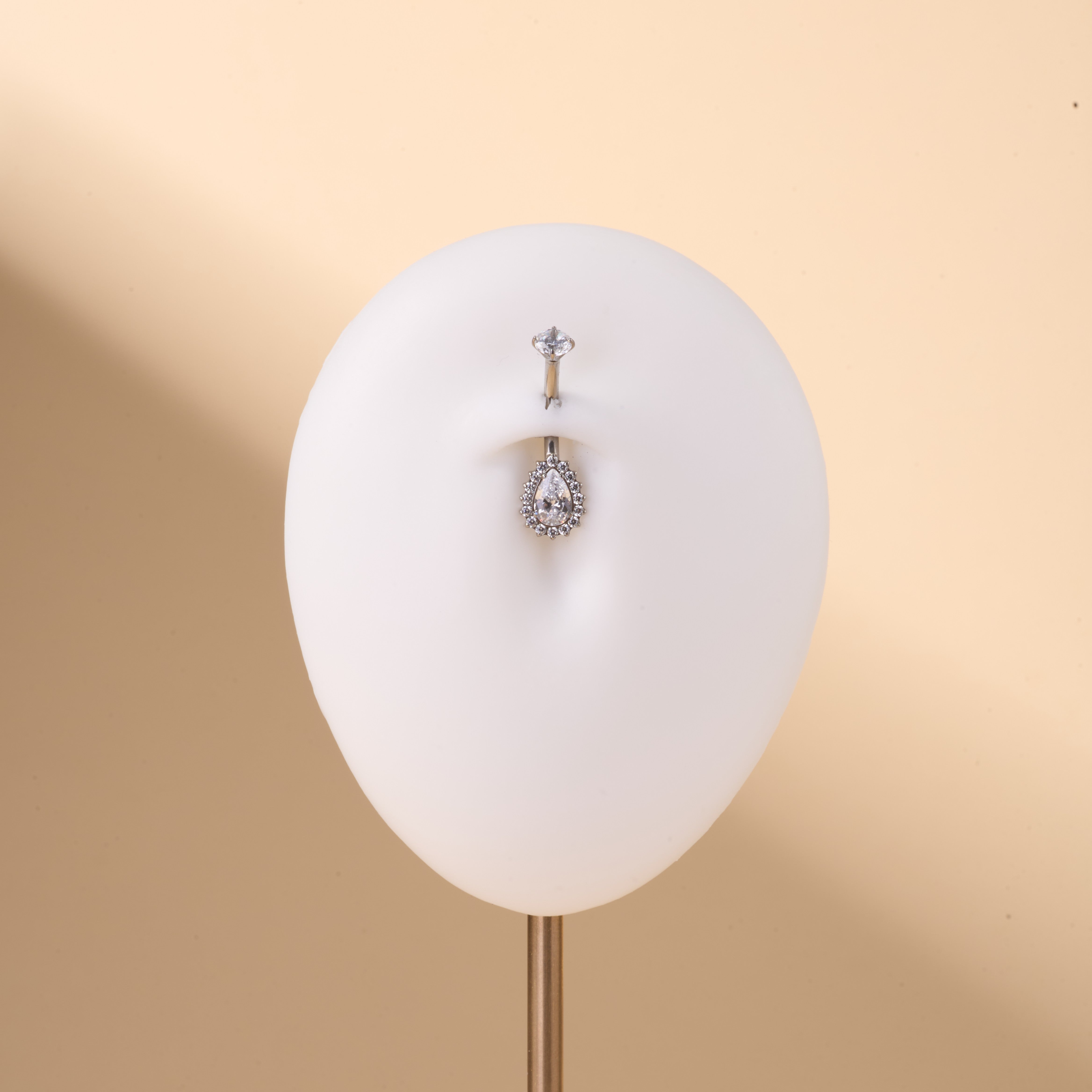 Piercing ombelico goccia chic bianca in argento - NovaNavel®