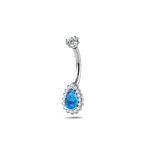 Piercing ombelico goccia chic blu opale in argento - NovaNavel®