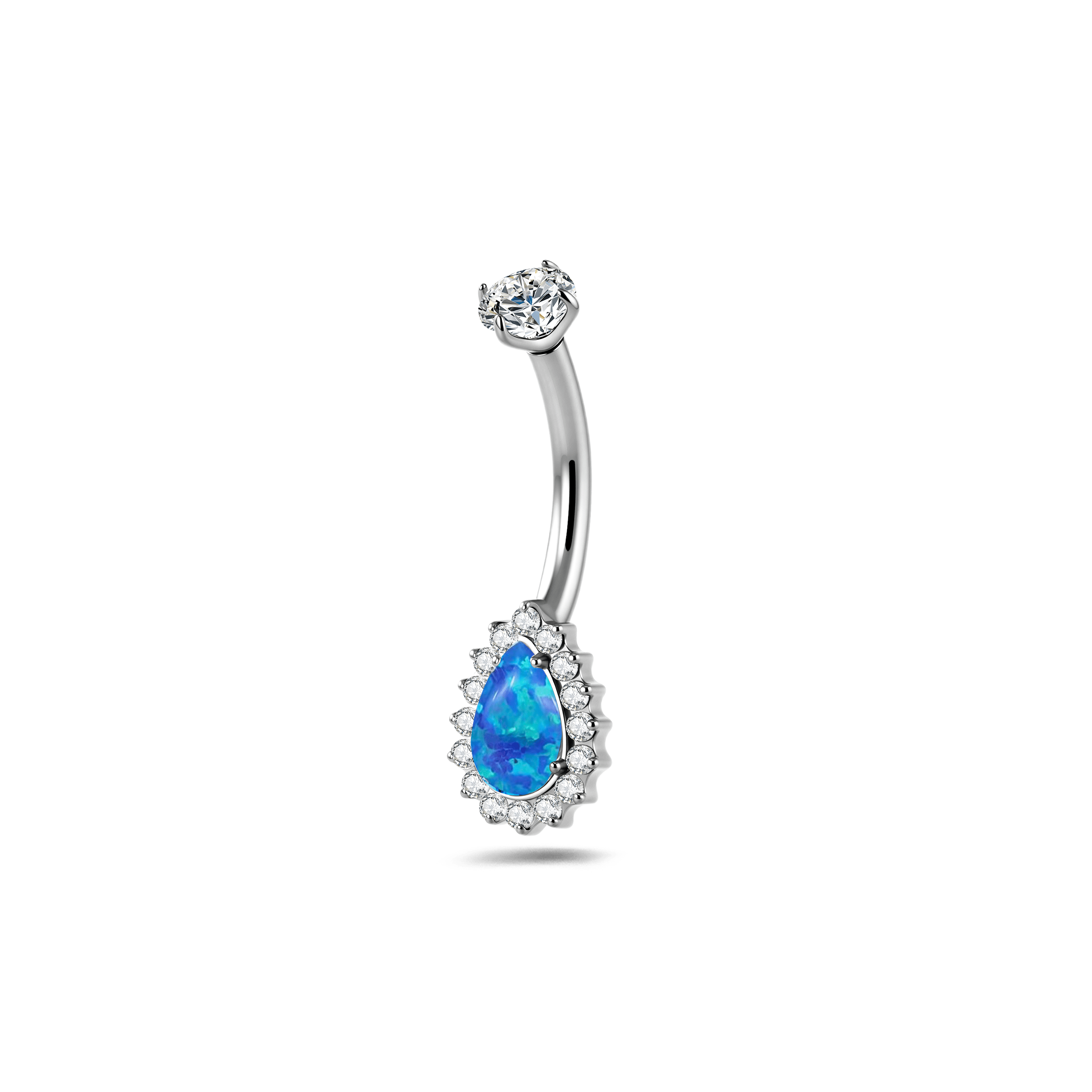 Piercing ombelico goccia chic blu opale in argento - NovaNavel®