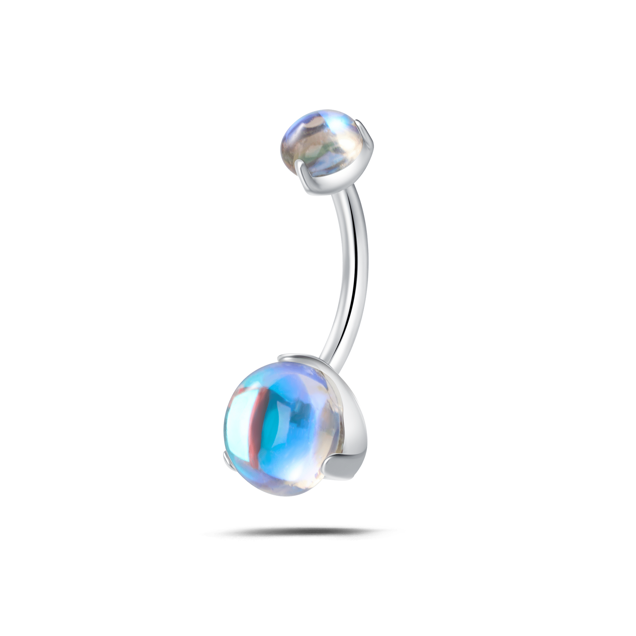 Piercing ombelico goccia d'oceano lucida azzurra in argento - NovaNavel