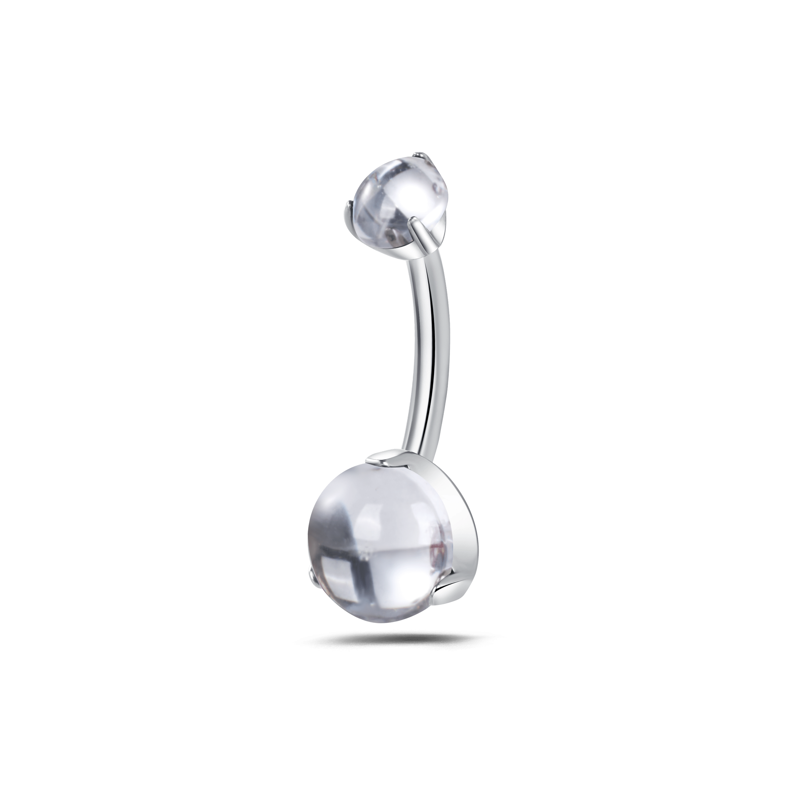 Piercing ombelico goccia d'oceano lucida bianca in argento - NovaNavel®