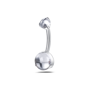 Piercing ombelico goccia d'oceano lucida bianca in argento - NovaNavel®