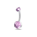 Piercing ombelico goccia d'oceano lucida rosa in argento - NovaNavel®