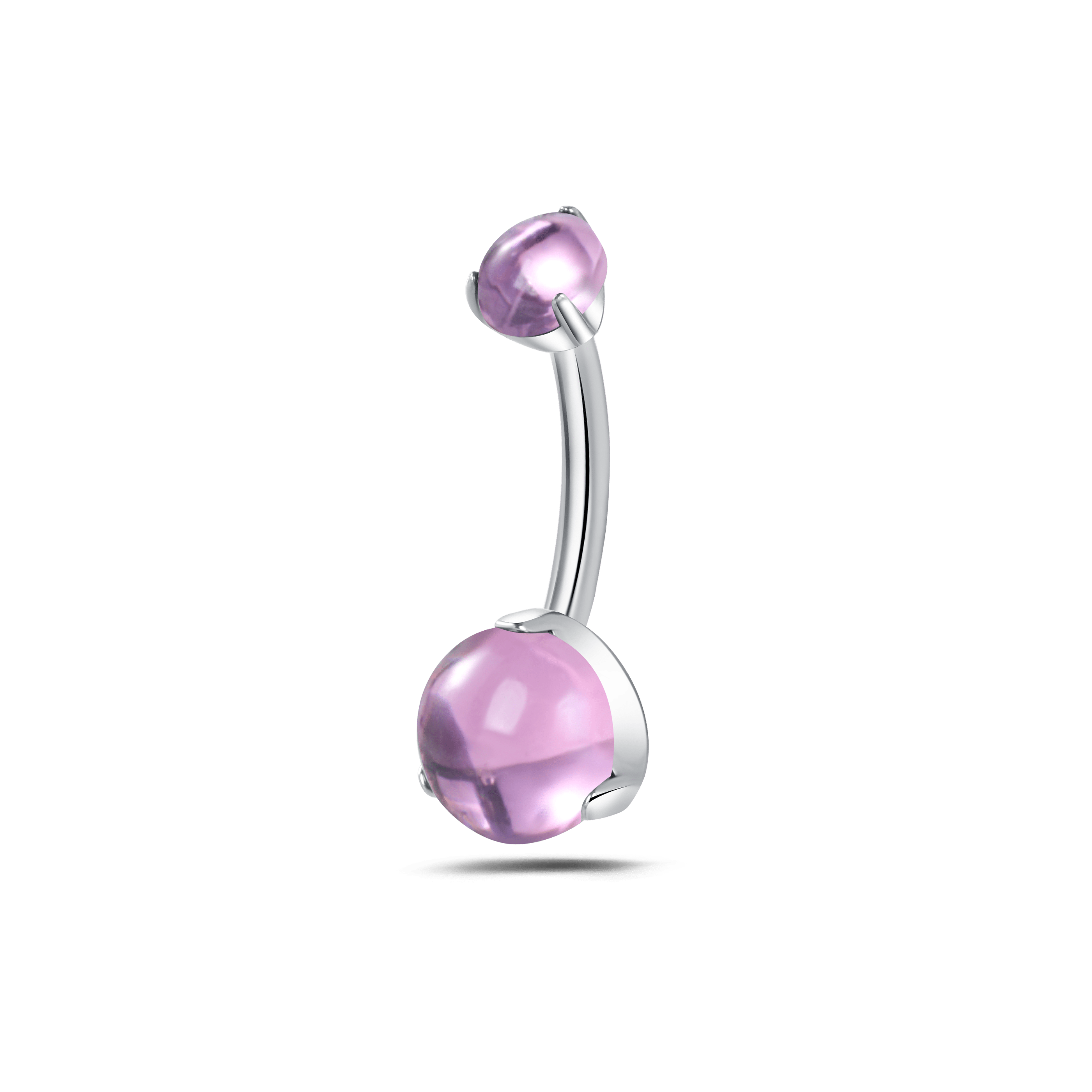 Piercing ombelico goccia d'oceano lucida rosa in argento - NovaNavel®