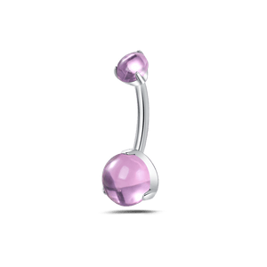 Piercing ombelico goccia d'oceano lucida rosa in argento - NovaNavel®