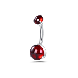 Piercing ombelico goccia d'oceano lucida rossa in argento - NovaNavel®