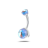 Piercing ombelico goccia d'oceano prismatico azzurro in argento - NovaNavel