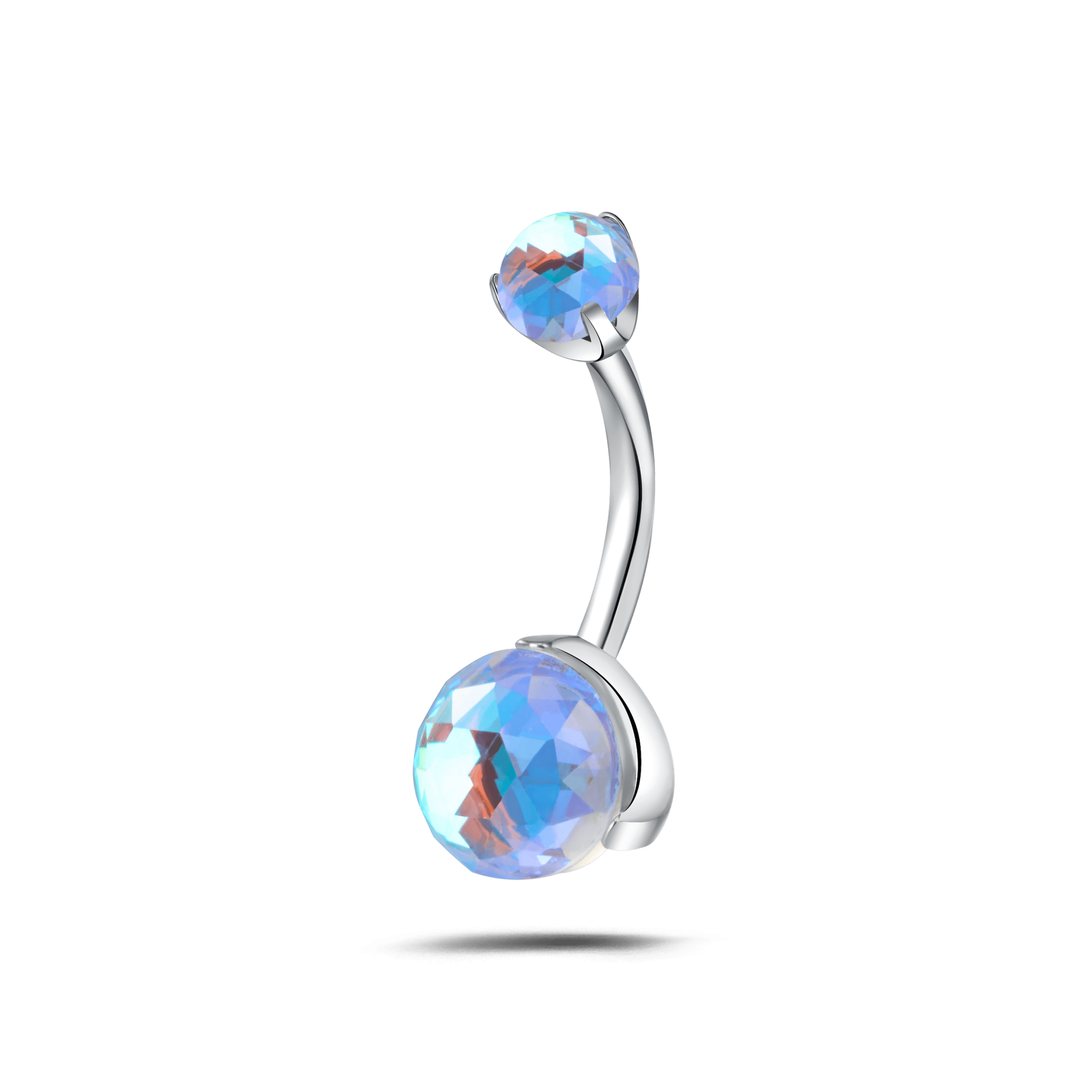 Piercing ombelico goccia d'oceano prismatico azzurro in argento - NovaNavel
