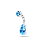 Piercing ombelico goccia infinita azzurra in argento - NovaNavel