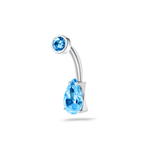 Piercing ombelico goccia infinita azzurra in argento - NovaNavel