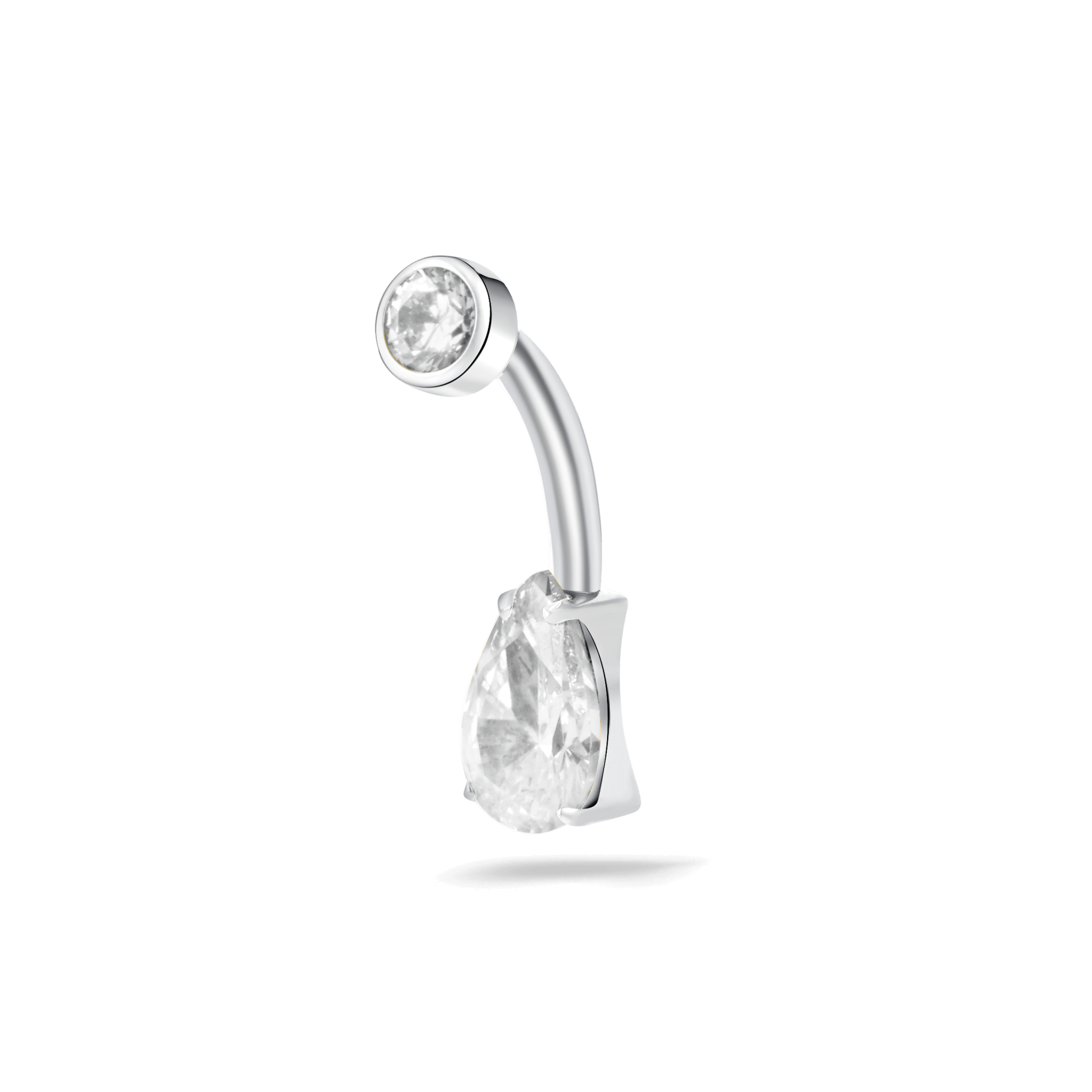 Piercing ombelico goccia infinita bianca in argento - NovaNavel