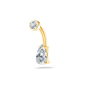 Piercing ombelico goccia infinita bianca in oro - NovaNavel®