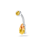 Piercing ombelico goccia infinita gialla in argento - NovaNavel