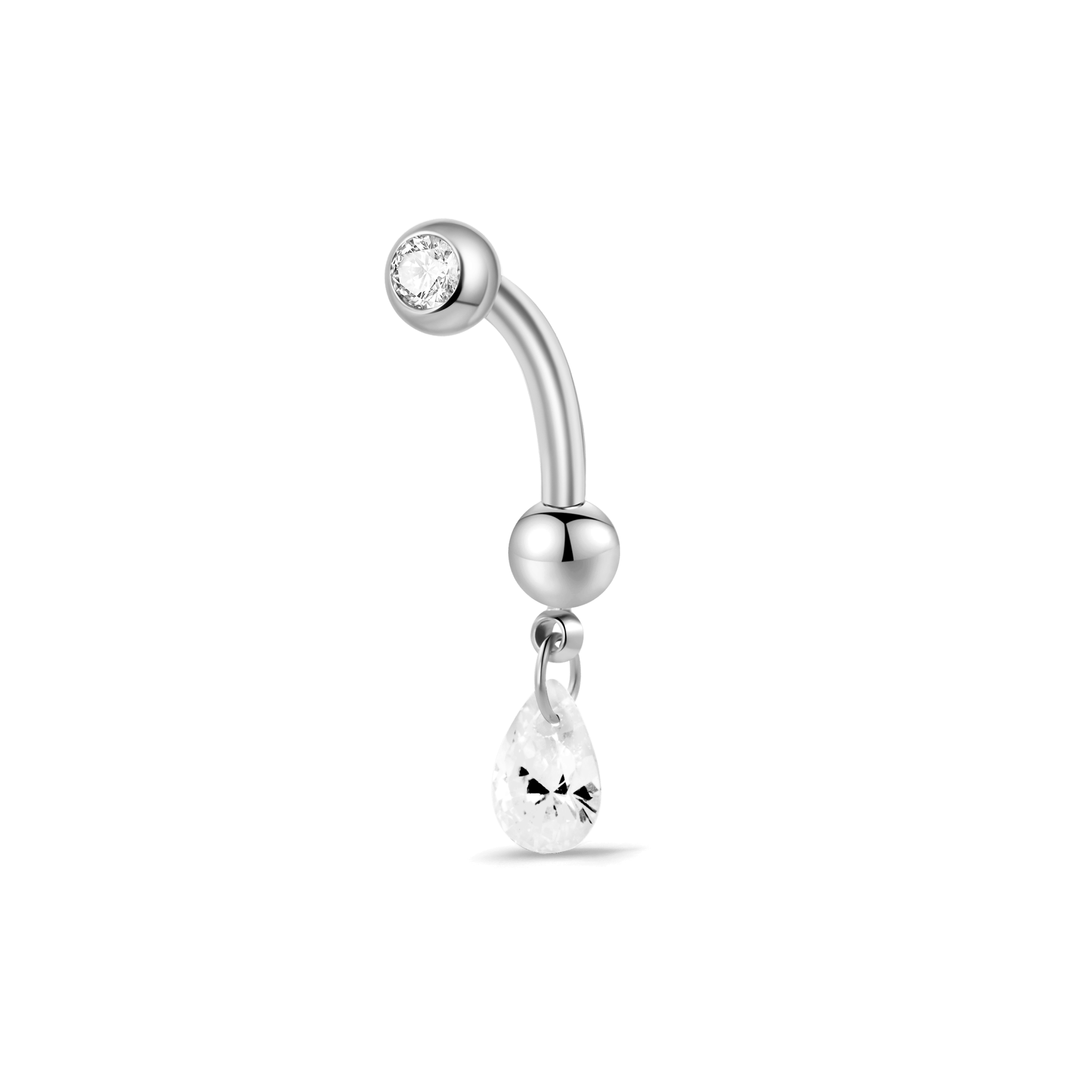 Piercing ombelico goccia pendente bianca in argento - NovaNavel