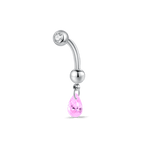 Piercing ombelico goccia pendente rosa in argento - NovaNavel