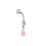 Piercing ombelico goccia pendente rosa in argento - NovaNavel