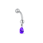 Piercing ombelico goccia pendente viola in argento - NovaNavel