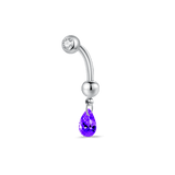 Piercing ombelico goccia pendente viola in argento - NovaNavel