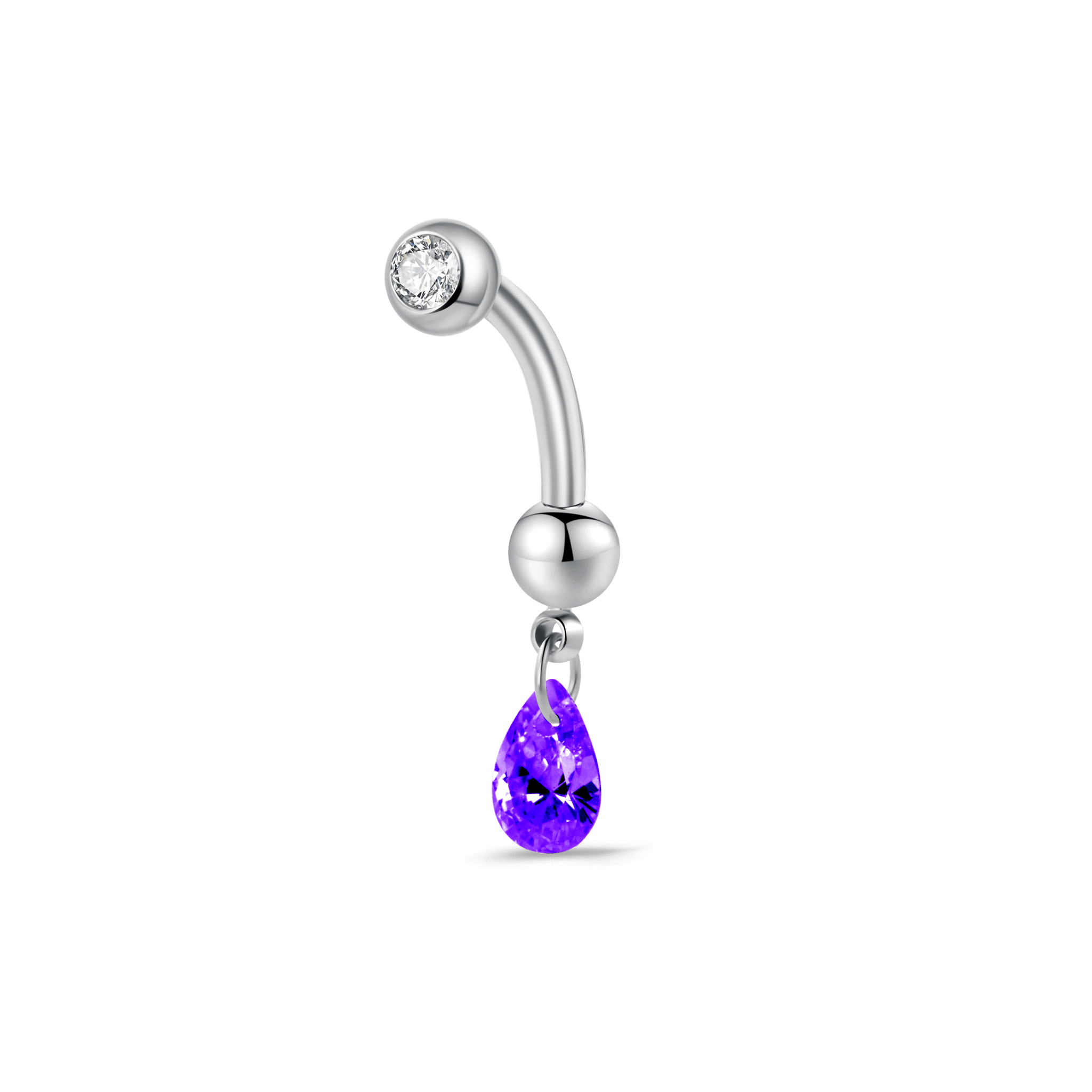 Piercing ombelico goccia pendente viola in argento - NovaNavel