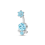 Piercing ombelico grappoli di fiori azzurri in argento - NovaNavel