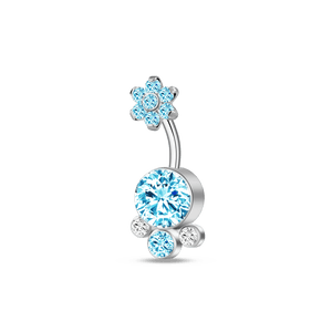 Piercing ombelico grappoli di fiori azzurri in argento - NovaNavel