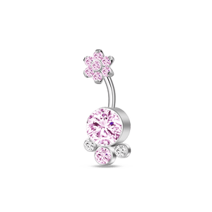 Piercing ombelico grappoli di fiori rosa in argento - NovaNavel