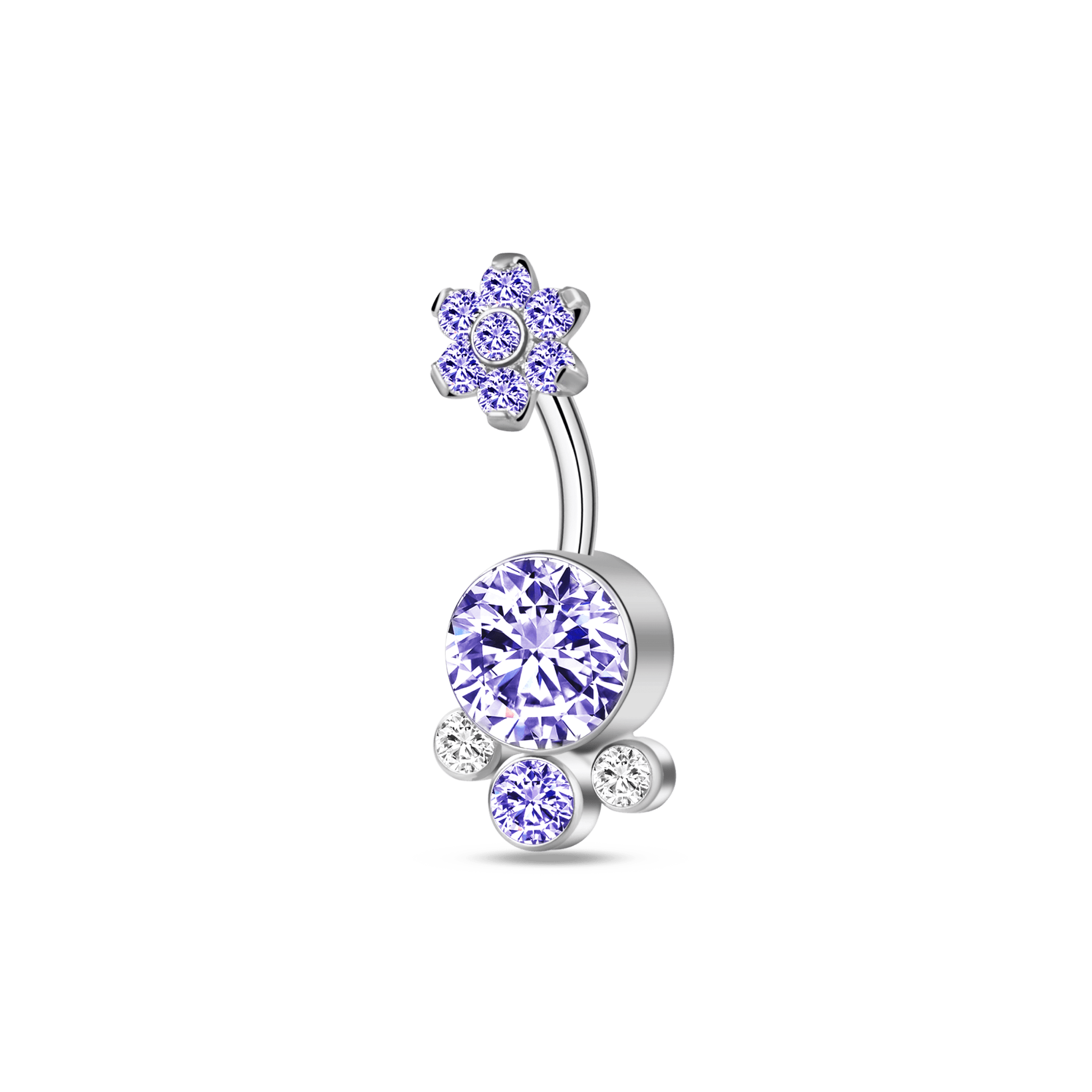 Piercing ombelico grappoli di fiori viola in argento - NovaNavel
