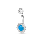 Piercing ombelico in argento con cristallo azzurro - NovaNavel