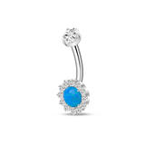 Piercing ombelico in argento con cristallo azzurro - NovaNavel