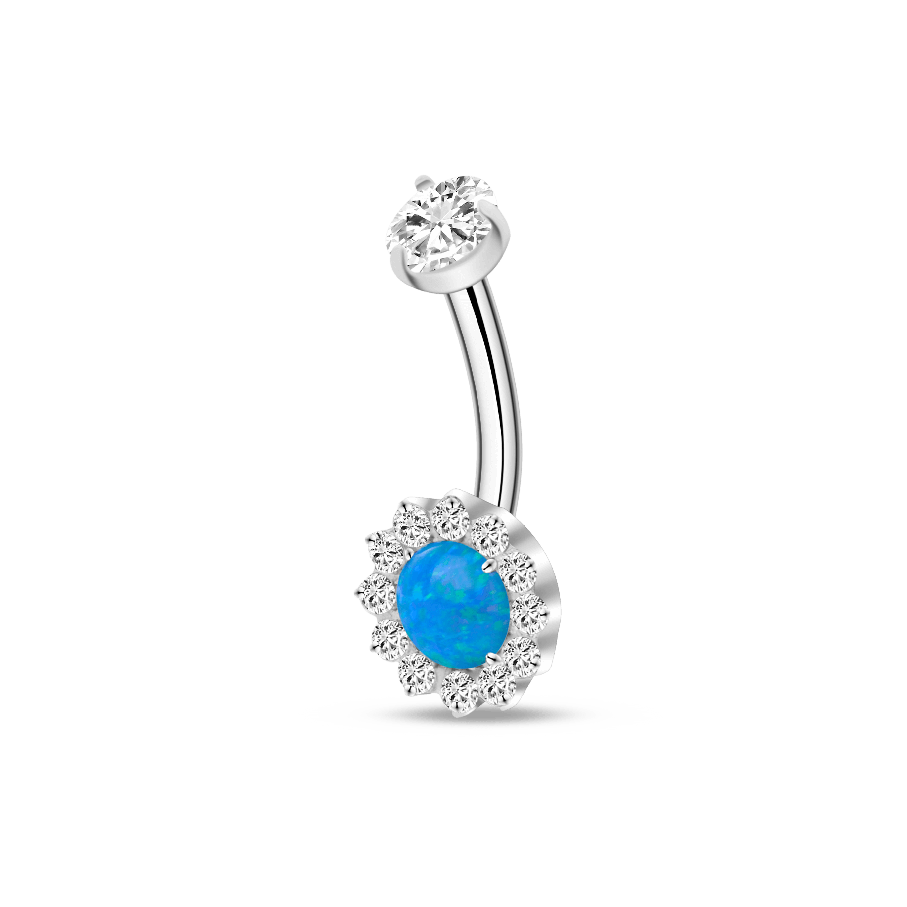Piercing ombelico in argento con cristallo azzurro - NovaNavel