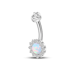 Piercing ombelico in argento con cristallo bianco opale - NovaNavel