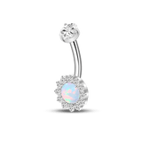 Piercing ombelico in argento con cristallo bianco opale - NovaNavel