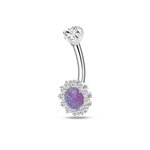 Piercing ombelico in argento con cristallo viola - NovaNavel