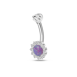 Piercing ombelico in argento con cristallo viola - NovaNavel