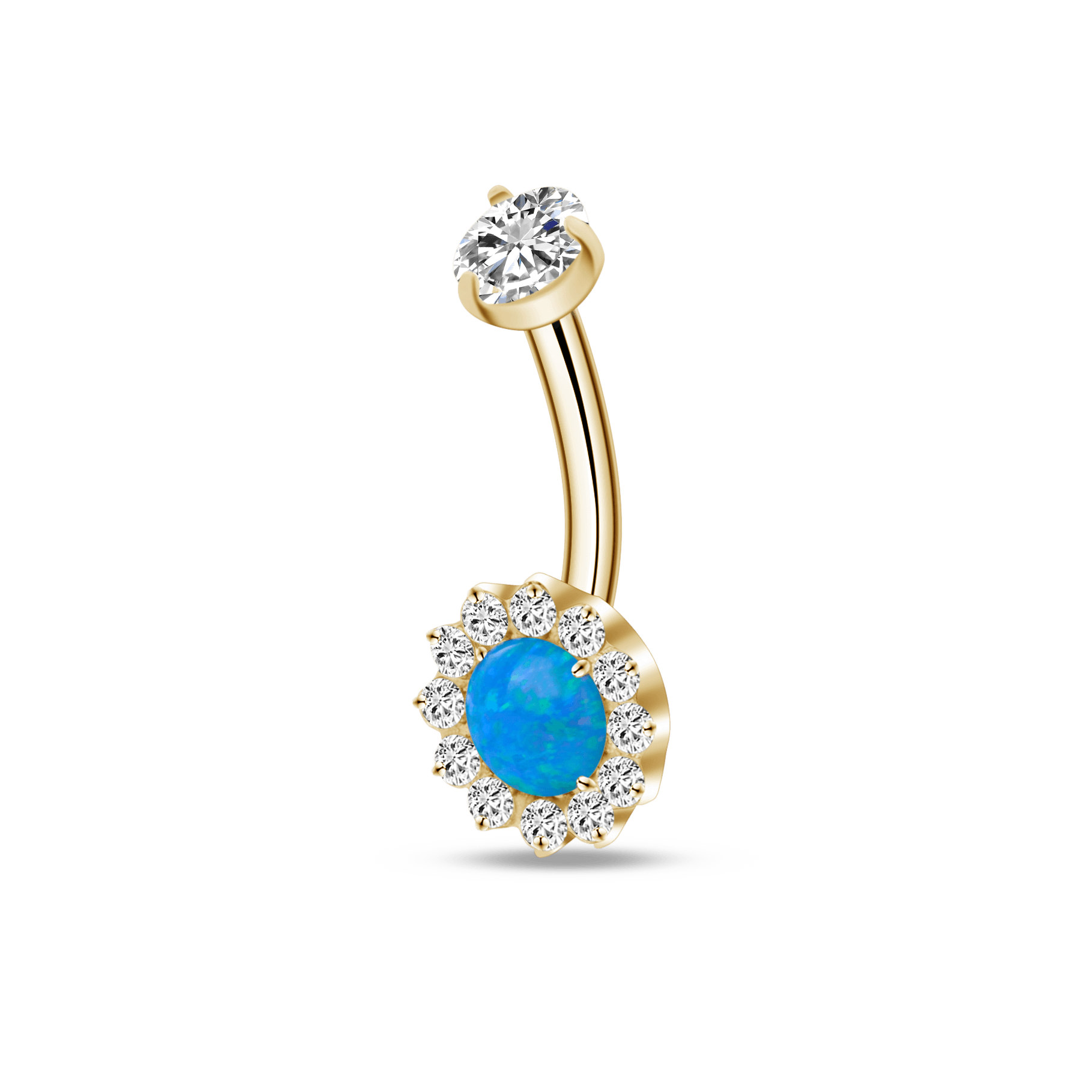 Piercing ombelico in oro con cristallo azzurro - NovaNavel