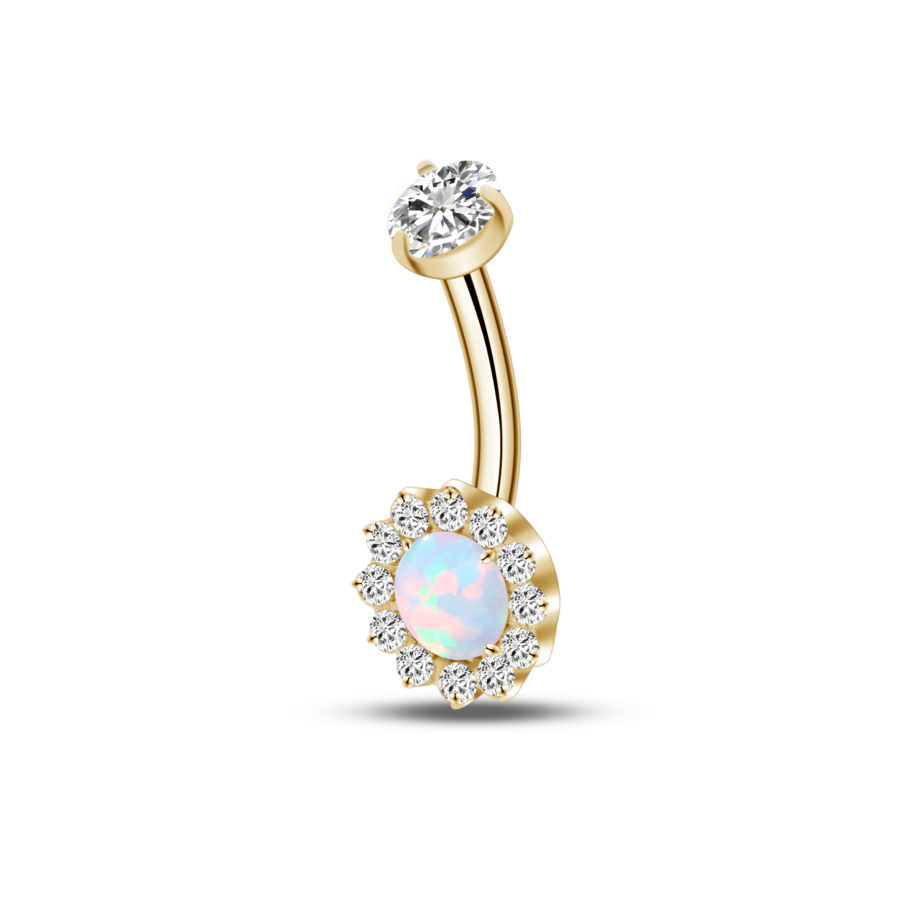 Piercing ombelico in oro con cristallo bianco opale - NovaNavel