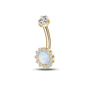 Piercing ombelico in oro con cristallo bianco opale - NovaNavel
